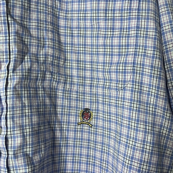 Tommy Hilfiger Dress Shirt Men’s Size XL Blue/Pink Striped Pocket Button‎ Front - Picture 5 of 6